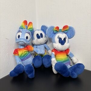 Disney Rainbow Pride Collection Set of 3 10" Plush Mickey Minnie Mouse Daisy